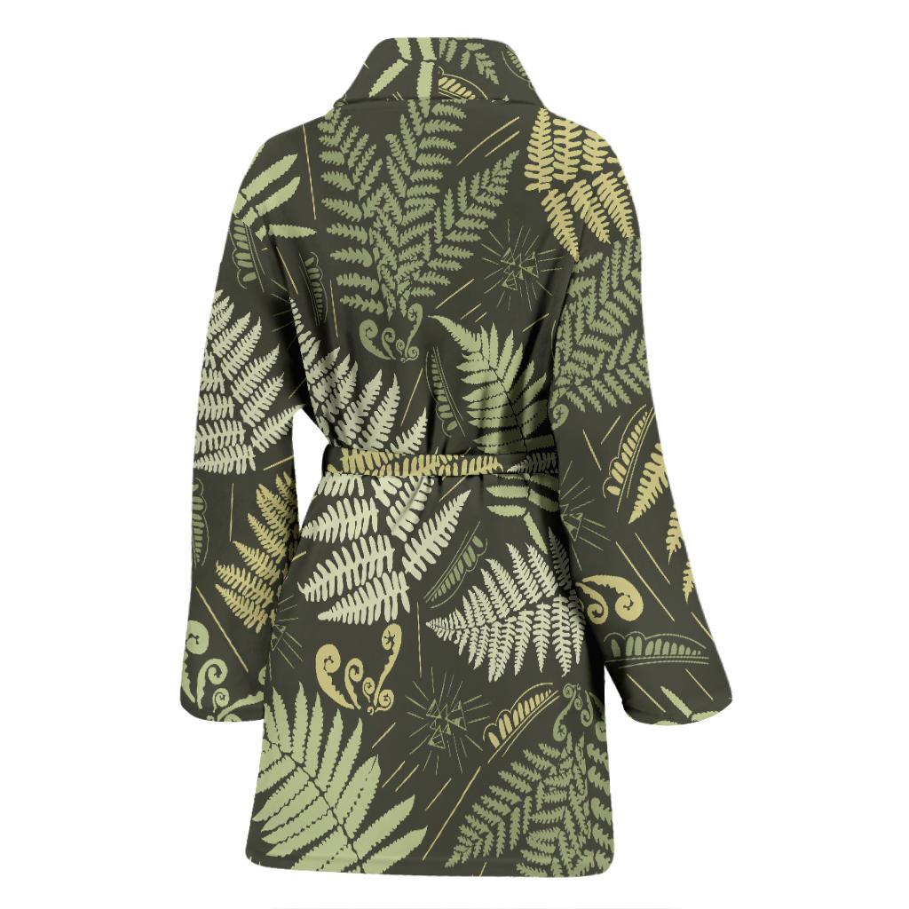 Fern Leave Green Print Pattern Women Bath Robe-JTAMIGO.COM