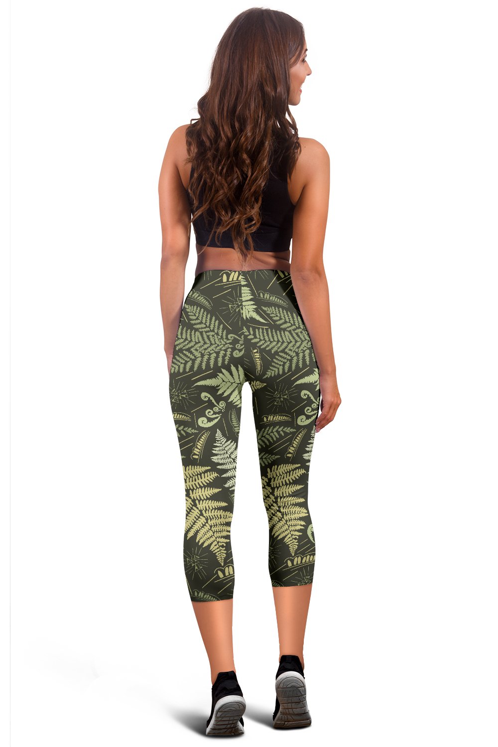 Fern Leave Green Print Pattern Women Capris