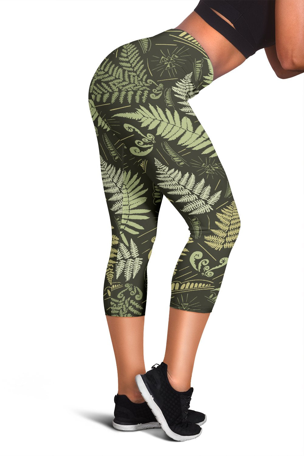 Fern Leave Green Print Pattern Women Capris