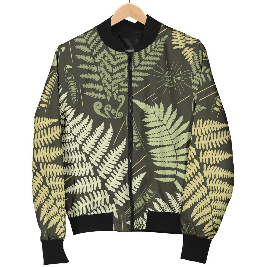 Fern Leave Green Print Pattern Women Casual Bomber Jacket