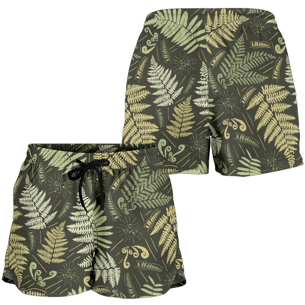 Fern Leave Green Print Pattern Women Shorts-JTAMIGO.COM