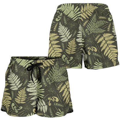 Fern Leave Green Print Pattern Women Shorts-JTAMIGO.COM
