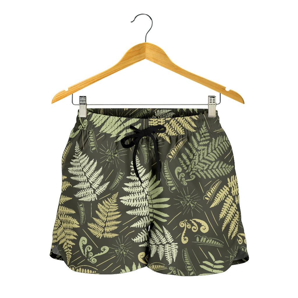 Fern Leave Green Print Pattern Women Shorts-JTAMIGO.COM