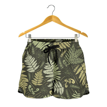 Fern Leave Green Print Pattern Women Shorts-JTAMIGO.COM
