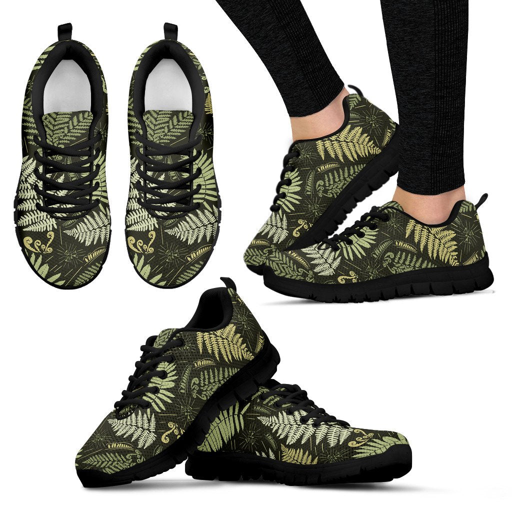 Fern Leave Green Print Pattern Women Sneakers Shoes