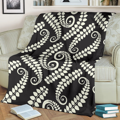 Fern Leave Print Pattern Fleece Blanket