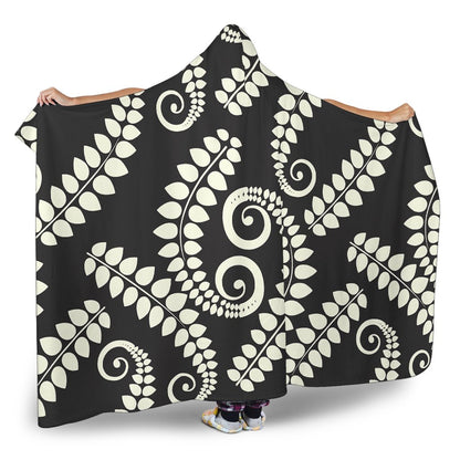 Fern Leave Print Pattern Hooded Blanket-JTAMIGO.COM