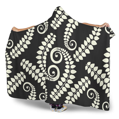 Fern Leave Print Pattern Hooded Blanket-JTAMIGO.COM