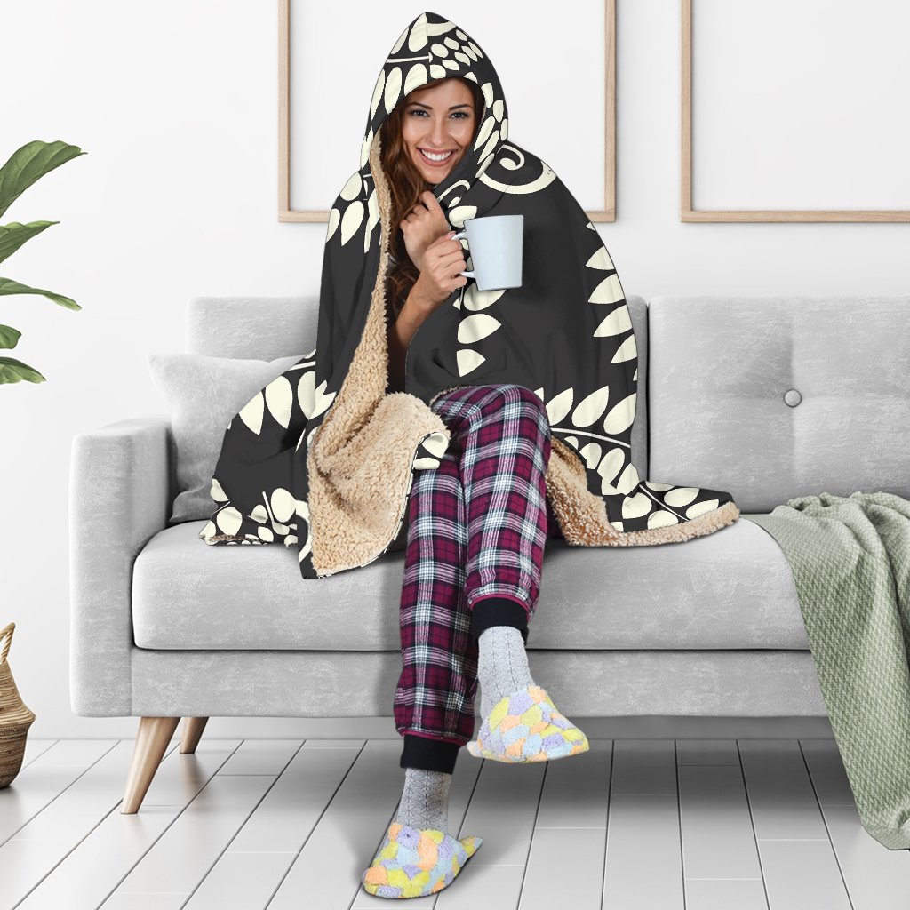 Fern Leave Print Pattern Hooded Blanket-JTAMIGO.COM
