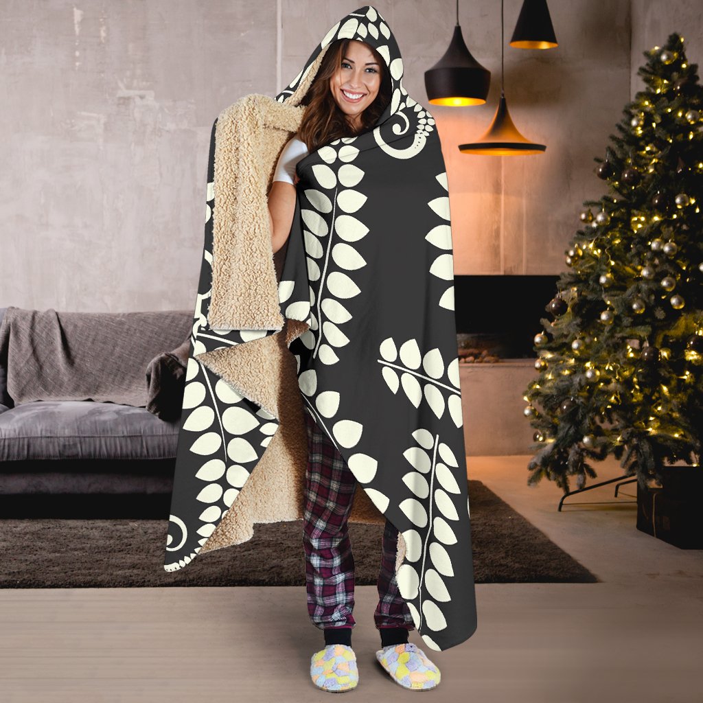 Fern Leave Print Pattern Hooded Blanket-JTAMIGO.COM