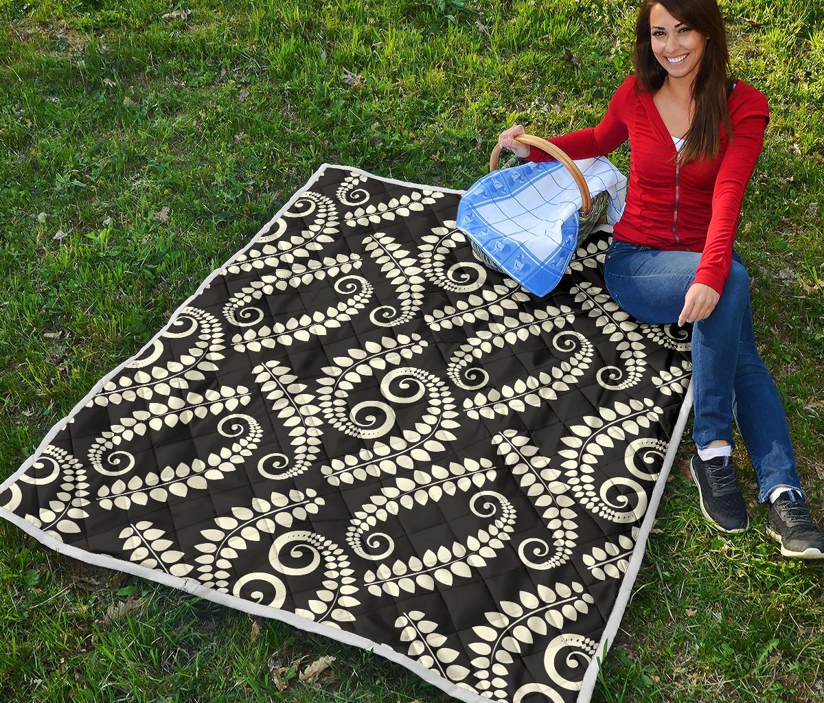 Fern Leave Print Pattern Premium Quilt-JTAMIGO.COM