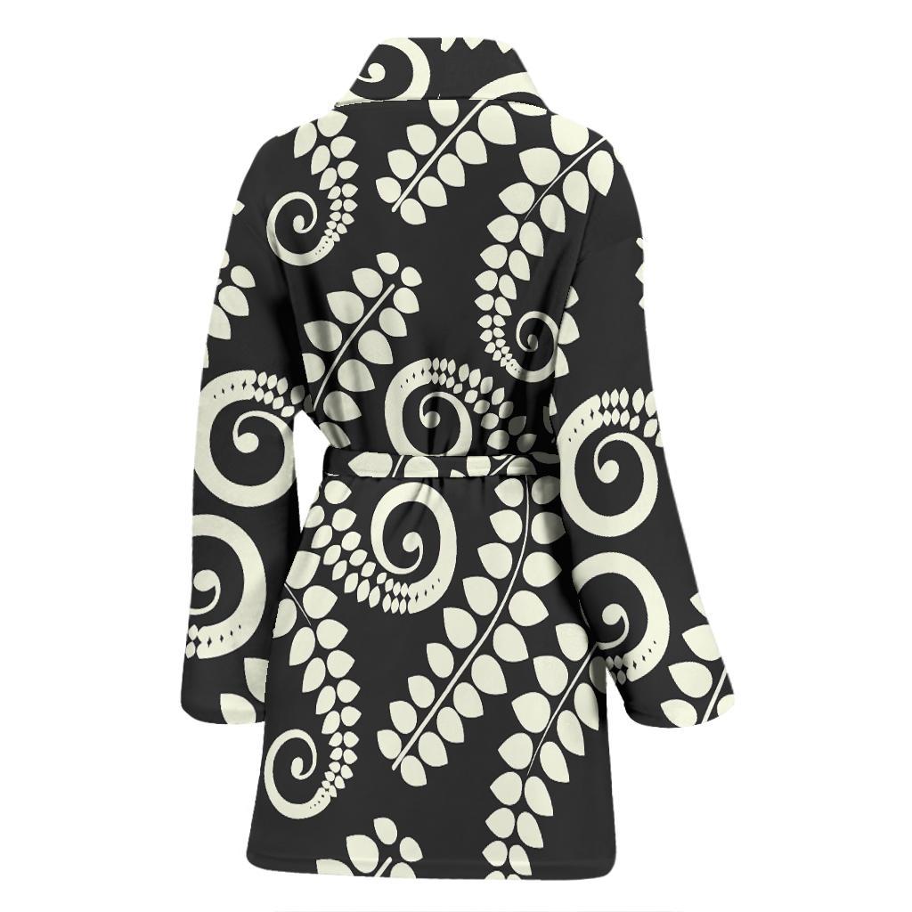 Fern Leave Print Pattern Women Bath Robe-JTAMIGO.COM