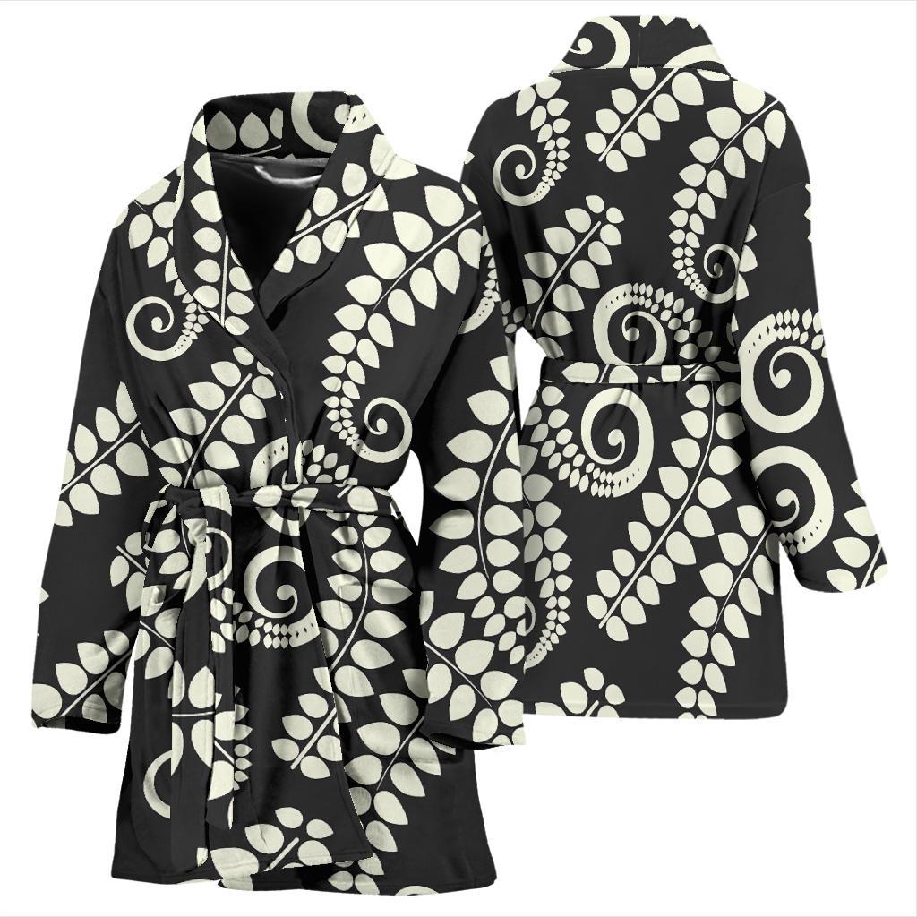 Fern Leave Print Pattern Women Bath Robe-JTAMIGO.COM