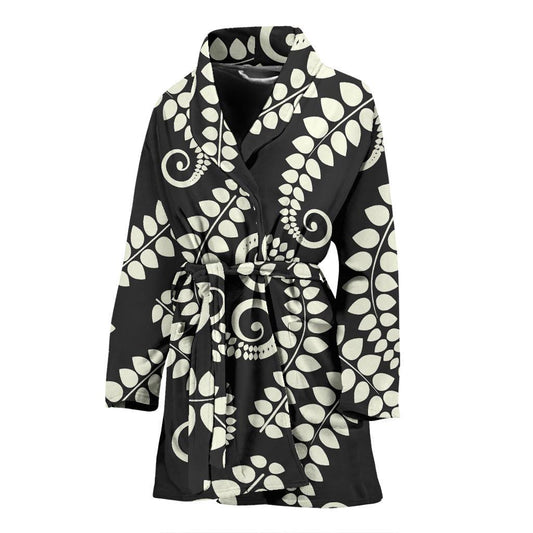Fern Leave Print Pattern Women Bath Robe-JTAMIGO.COM