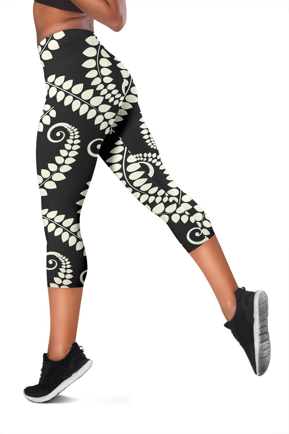 Fern Leave Print Pattern Women Capris