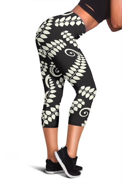 Fern Leave Print Pattern Women Capris