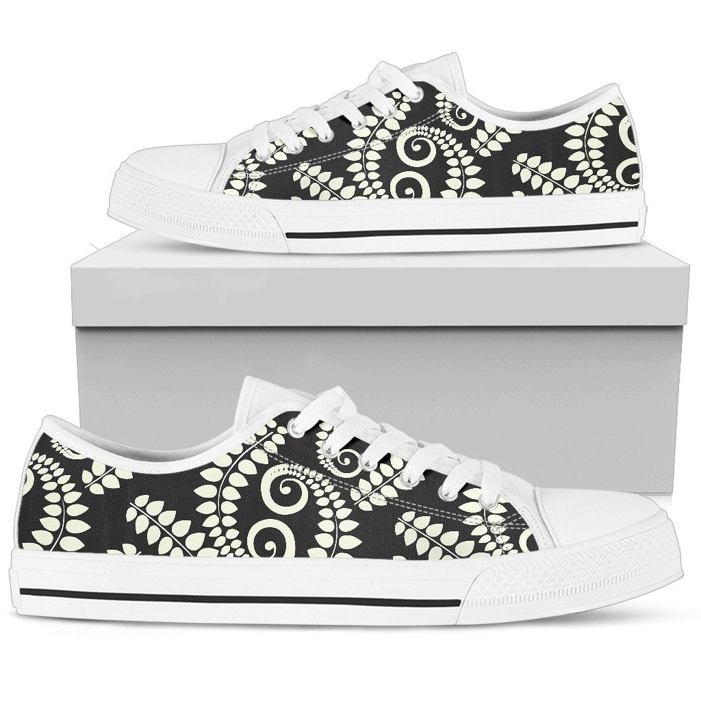 Fern Leave Print Pattern Women Low Top Shoes