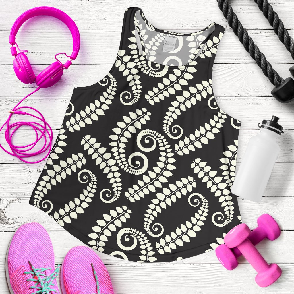 Fern Leave Print Pattern Women Racerback Tank Top