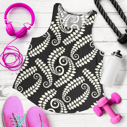 Fern Leave Print Pattern Women Racerback Tank Top