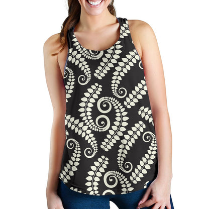 Fern Leave Print Pattern Women Racerback Tank Top