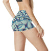 Fern Leave Summer Print Pattern High Waisted Spandex Shorts-JTAMIGO.COM