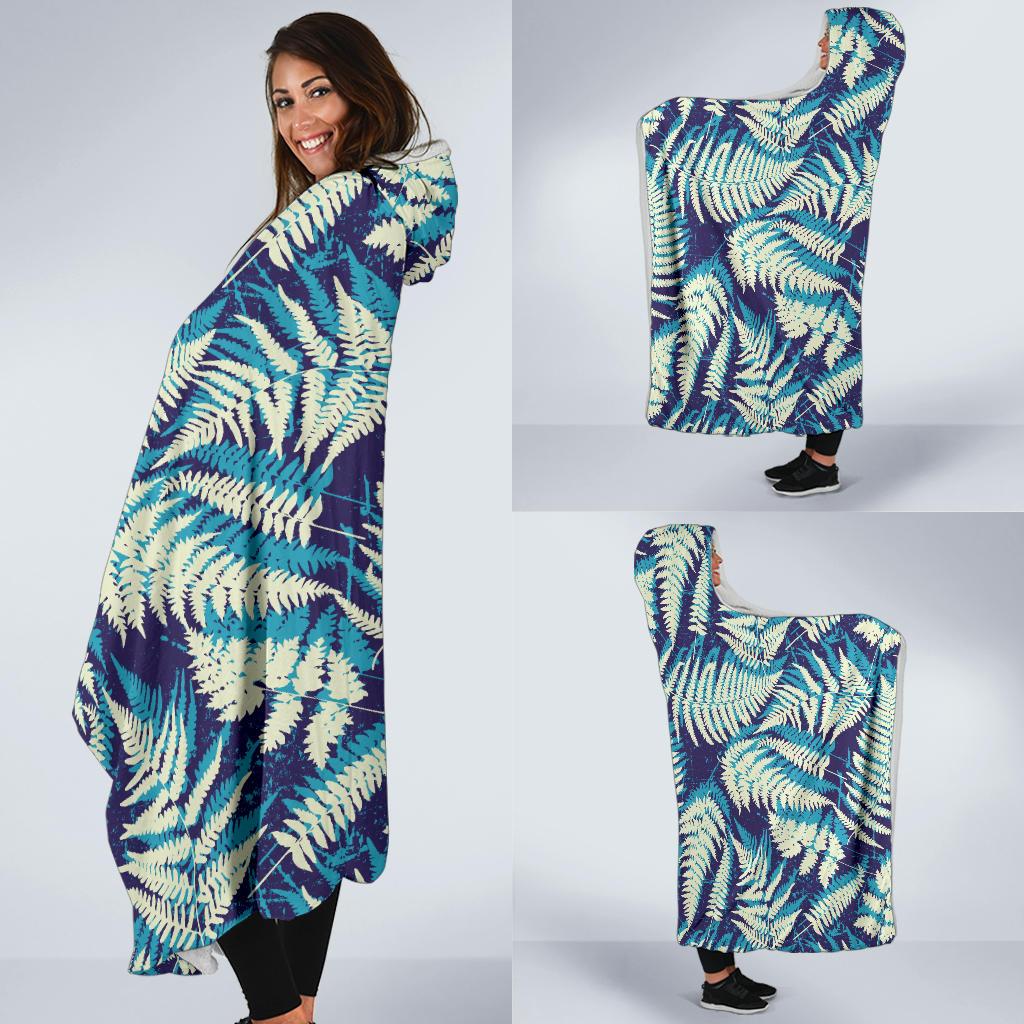 Fern Leave Summer Print Pattern Hooded Blanket-JTAMIGO.COM