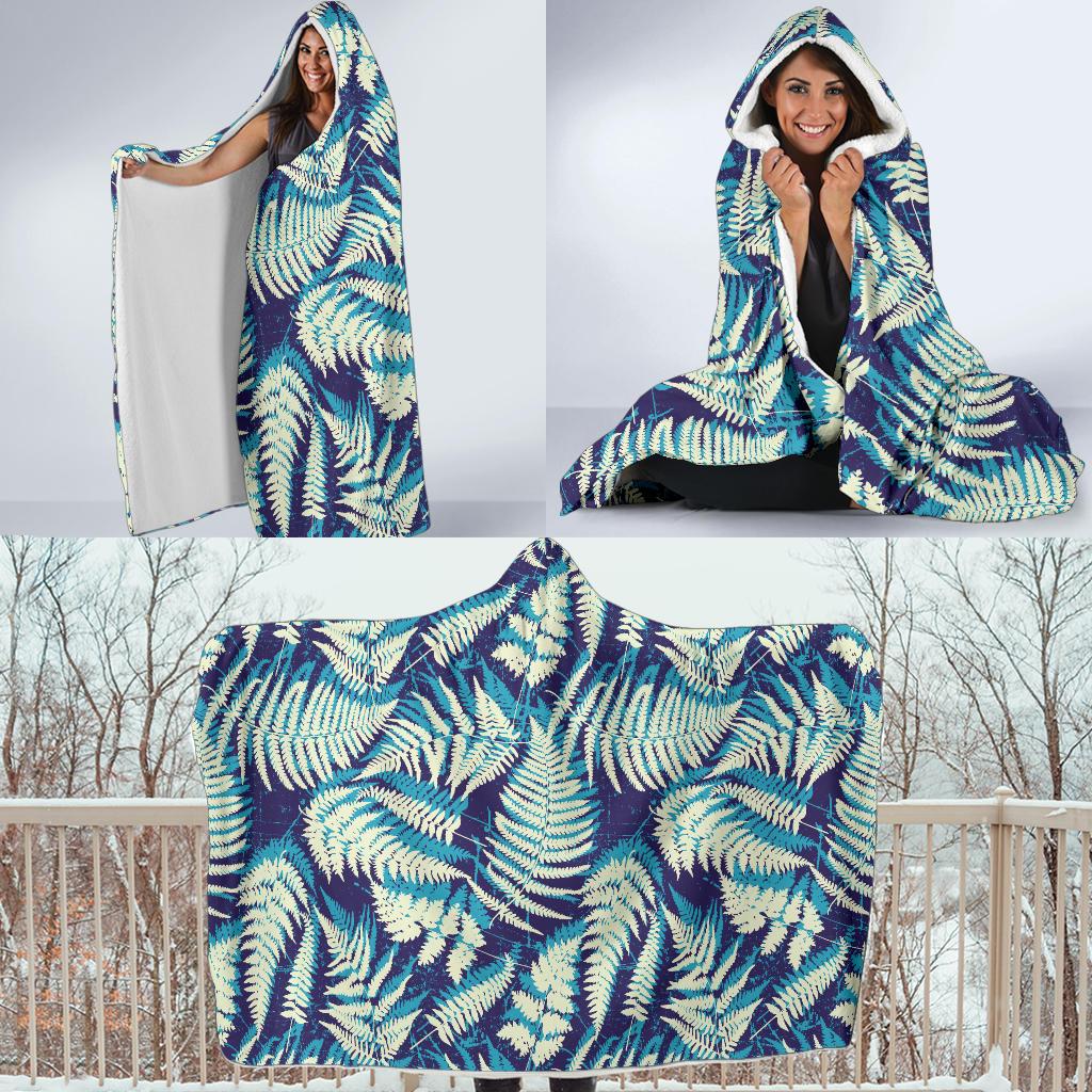 Fern Leave Summer Print Pattern Hooded Blanket-JTAMIGO.COM