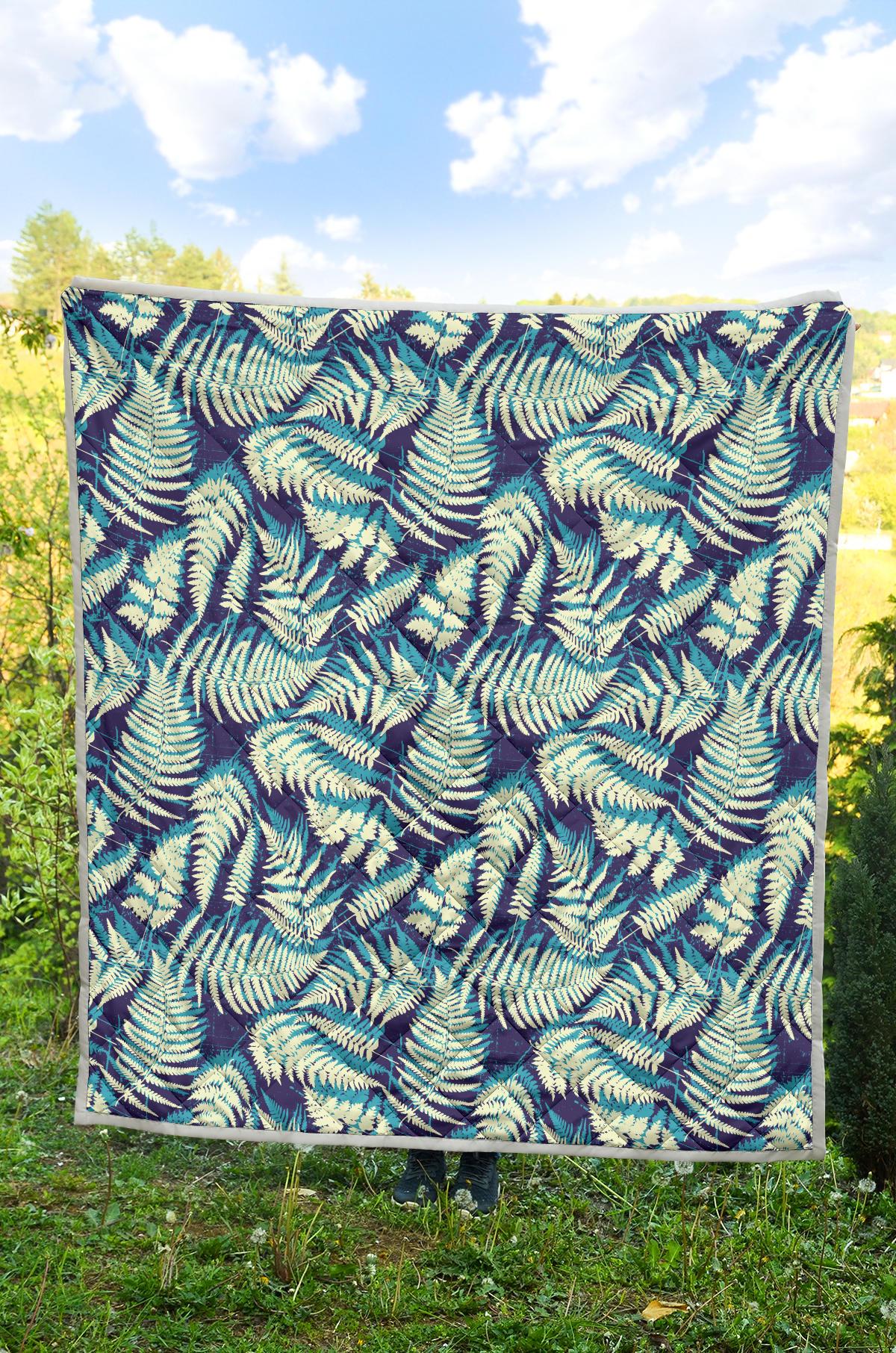 Fern Leave Summer Print Pattern Premium Quilt-JTAMIGO.COM