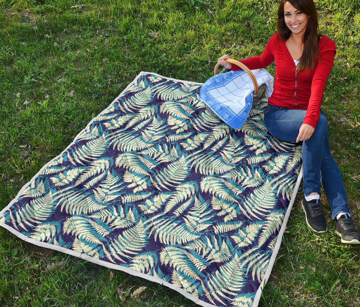 Fern Leave Summer Print Pattern Premium Quilt-JTAMIGO.COM