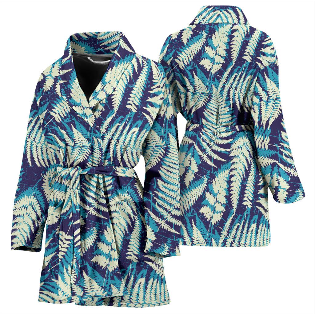 Fern Leave Summer Print Pattern Women Bath Robe-JTAMIGO.COM