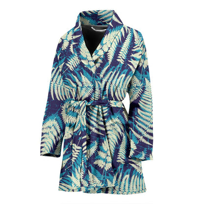 Fern Leave Summer Print Pattern Women Bath Robe-JTAMIGO.COM