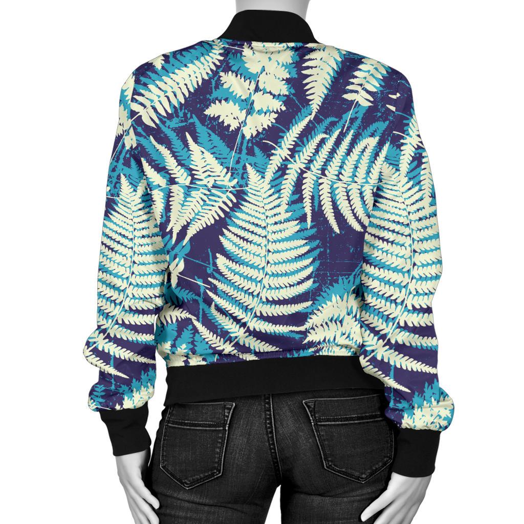 Fern Leave Summer Print Pattern Women Casual Bomber Jacket