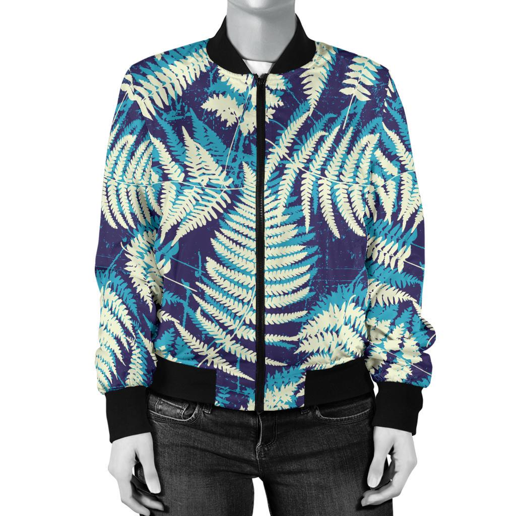 Fern Leave Summer Print Pattern Women Casual Bomber Jacket