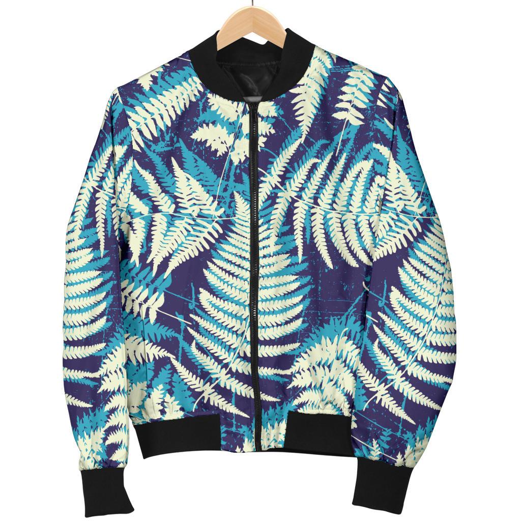 Fern Leave Summer Print Pattern Women Casual Bomber Jacket