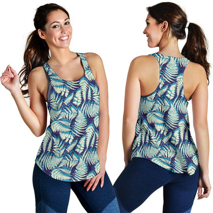 Fern Leave Summer Print Pattern Women Racerback Tank Top