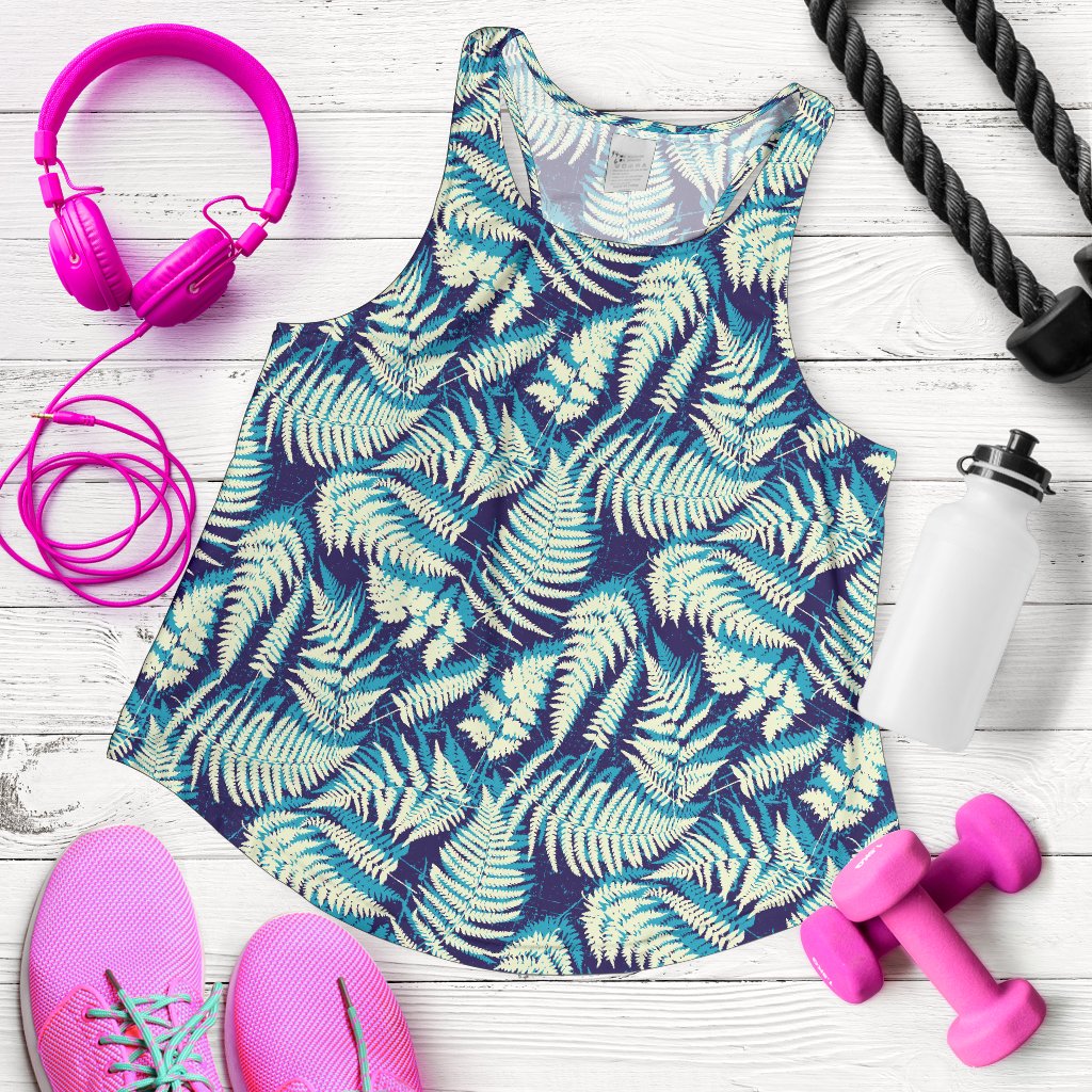 Fern Leave Summer Print Pattern Women Racerback Tank Top