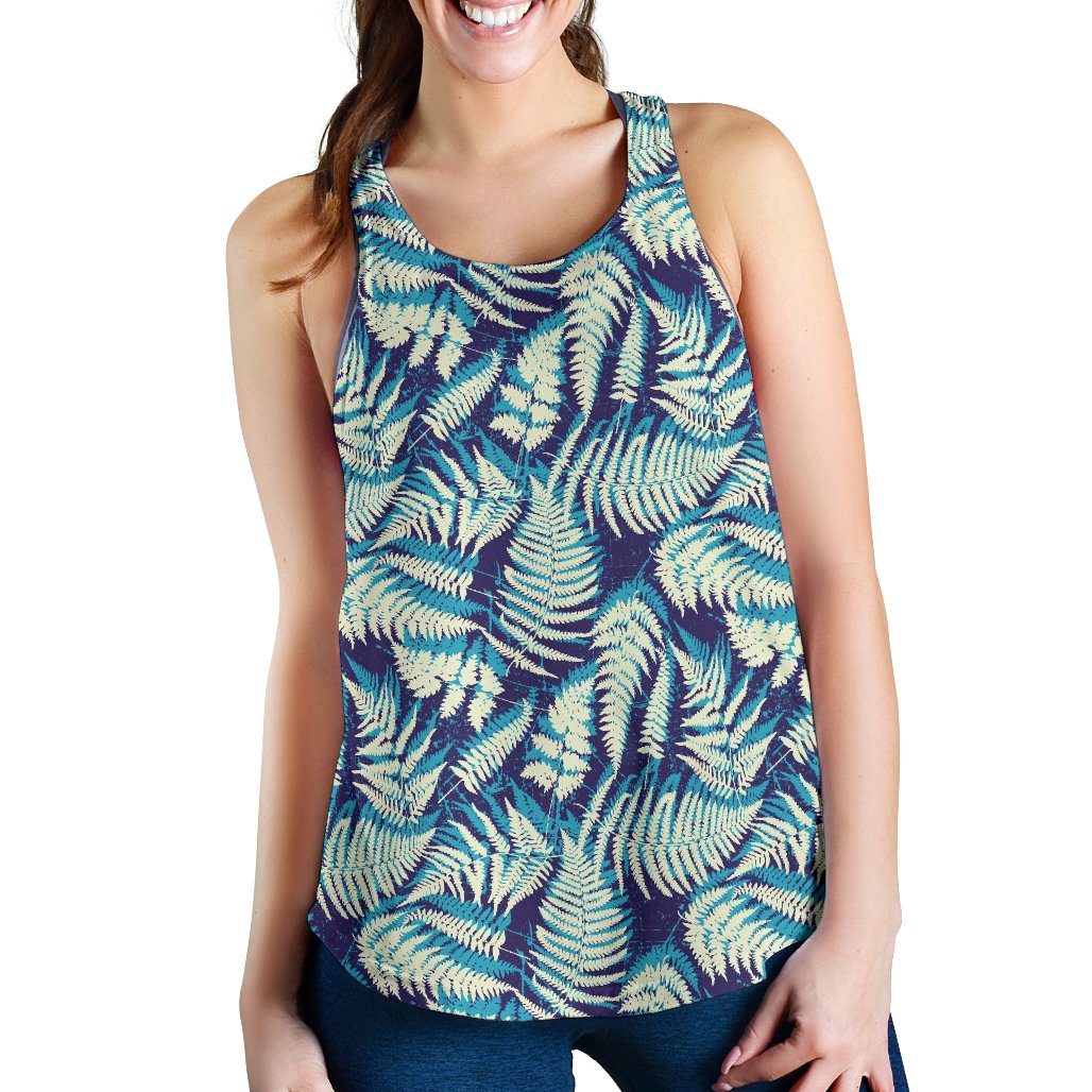 Fern Leave Summer Print Pattern Women Racerback Tank Top