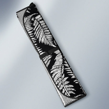 Fern Leaves Black White Print Pattern Car Sun Shade For Windshield