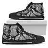 Fern Leaves Black White Print Pattern Women High Top Shoes