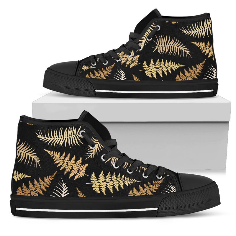 Fern Leaves Bright Print Pattern Women High Top Shoes