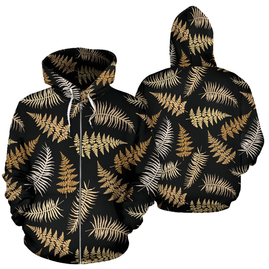 Fern Leaves Bright Print Pattern Zip Up Hoodie