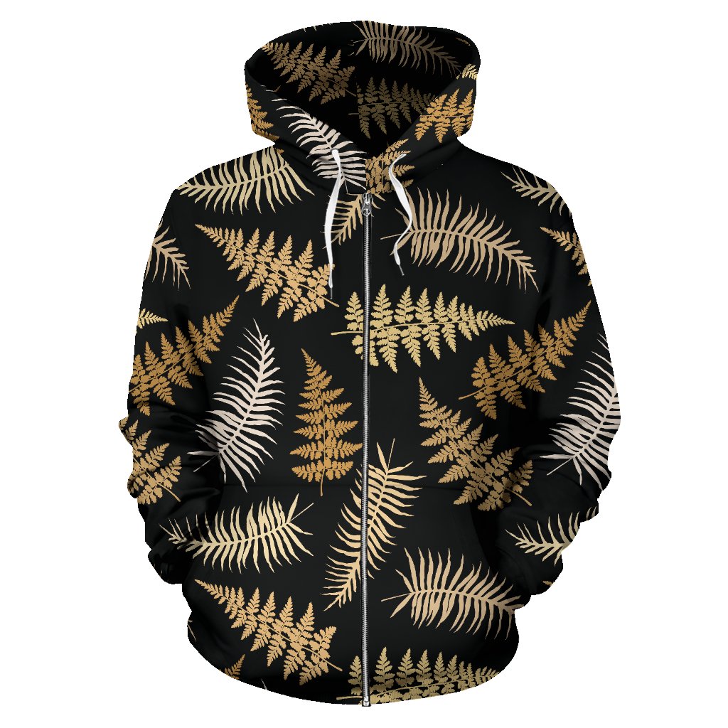 Fern Leaves Bright Print Pattern Zip Up Hoodie