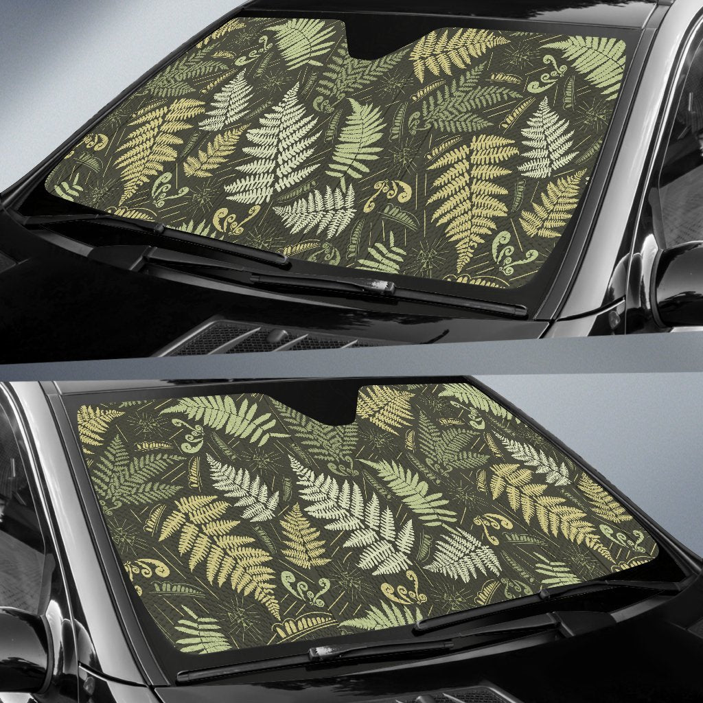 Fern Leaves Green Print Pattern Car Sun Shade For Windshield