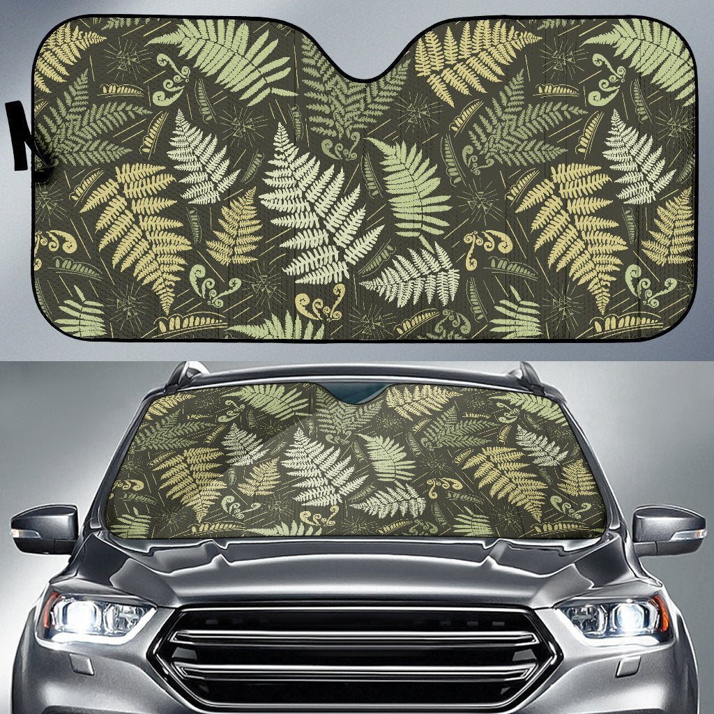 Fern Leaves Green Print Pattern Car Sun Shade For Windshield