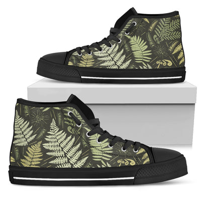 Fern Leaves Green Print Pattern Women High Top Shoes