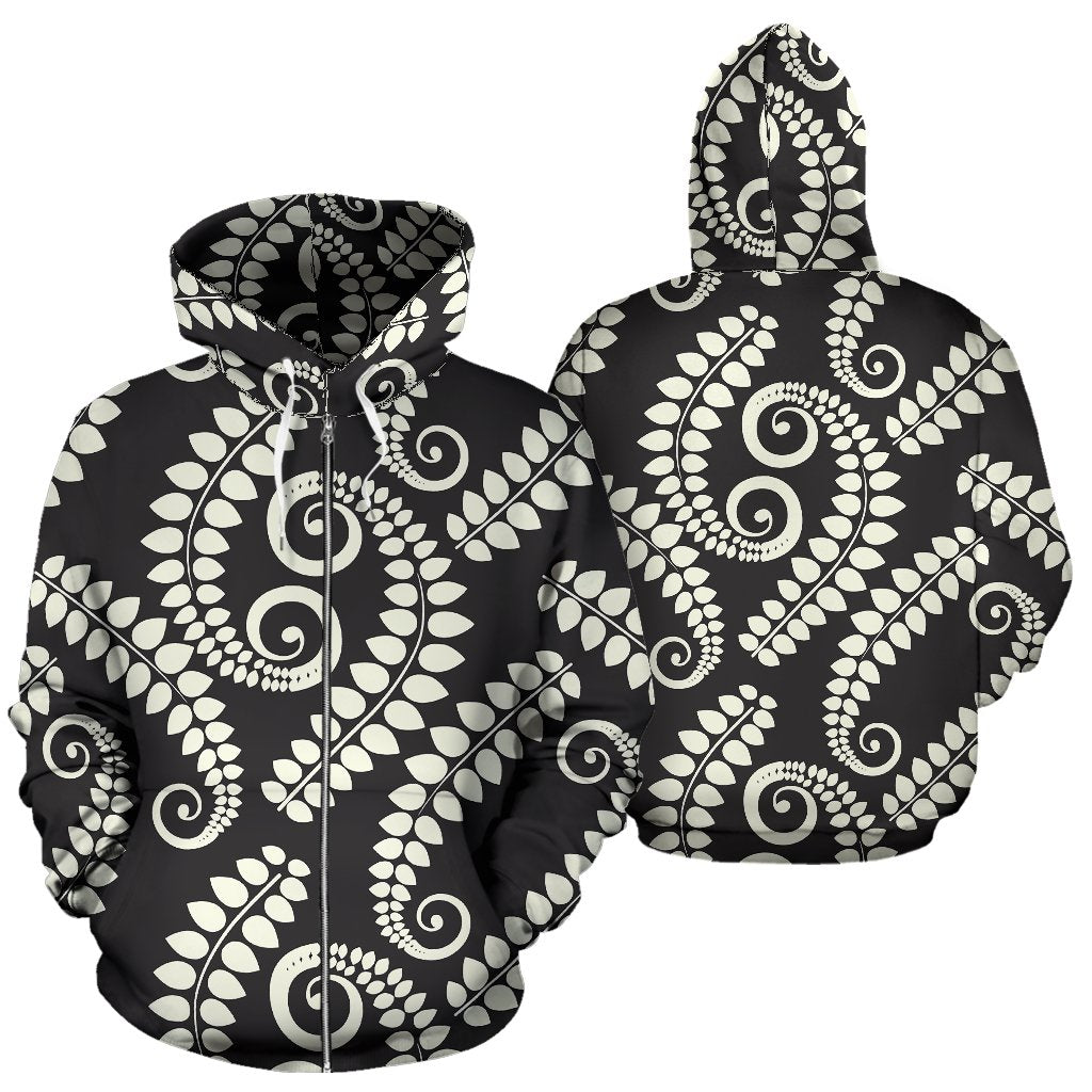 Fern Leaves Print Pattern Zip Up Hoodie