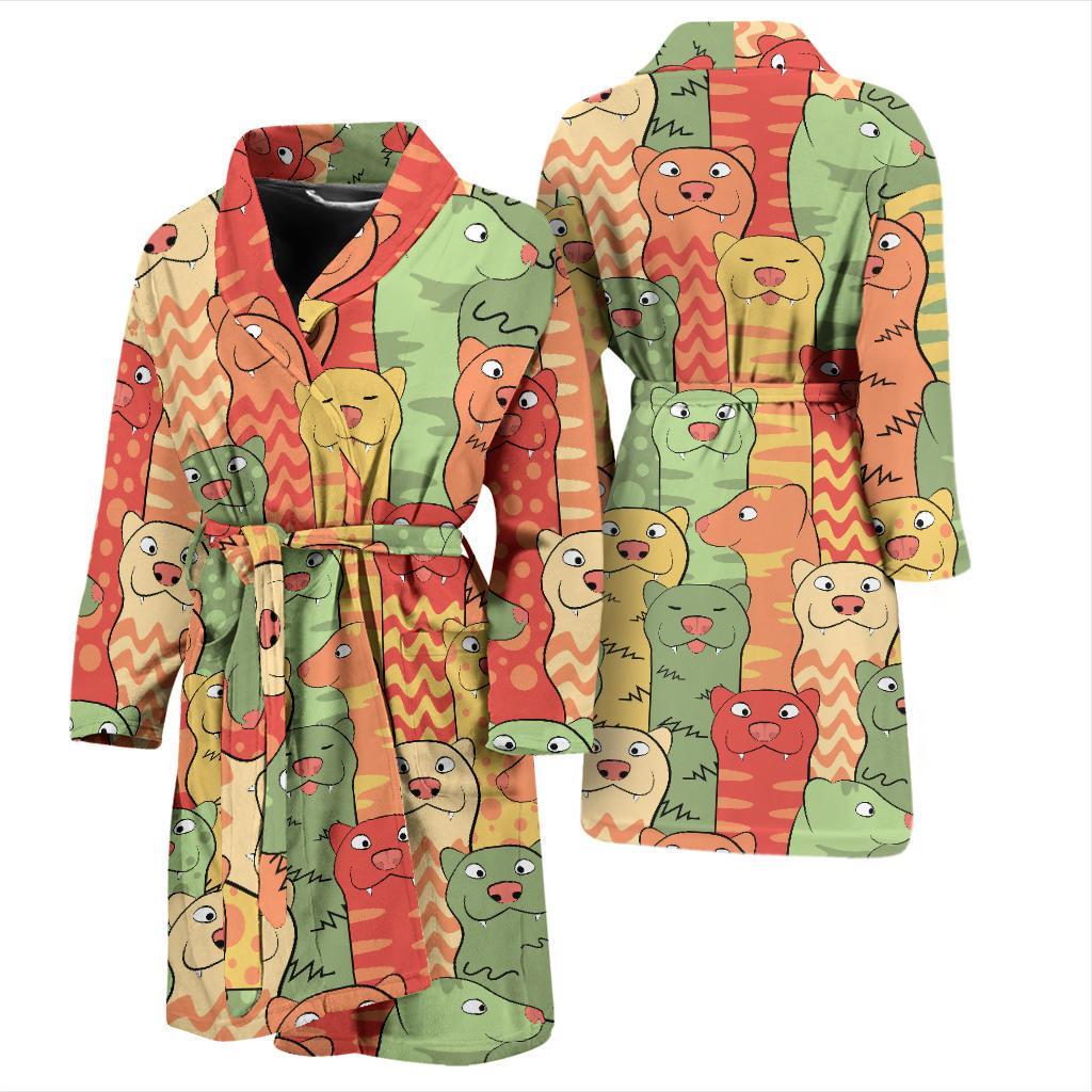 Ferret Pattern Print Design 01 Men Bathrobe-JORJUNE.COM