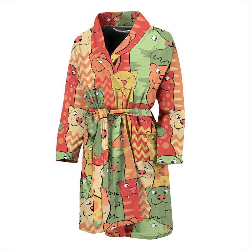 Ferret Pattern Print Design 01 Men Bathrobe-JORJUNE.COM