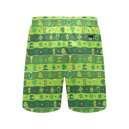 Shamrock Print Design LKS303 Men's Swim Trunks Beach Shorts