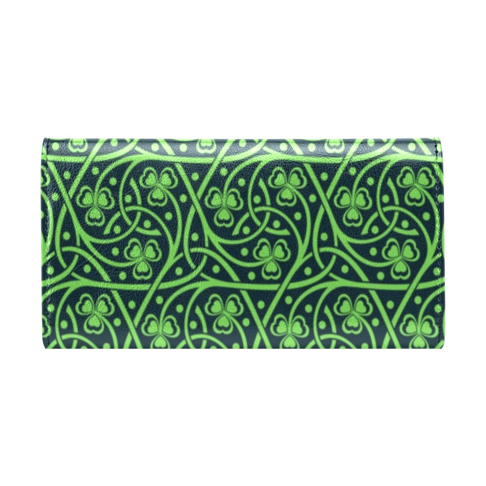 Shamrock Themed Print Women's Trifold Wallet